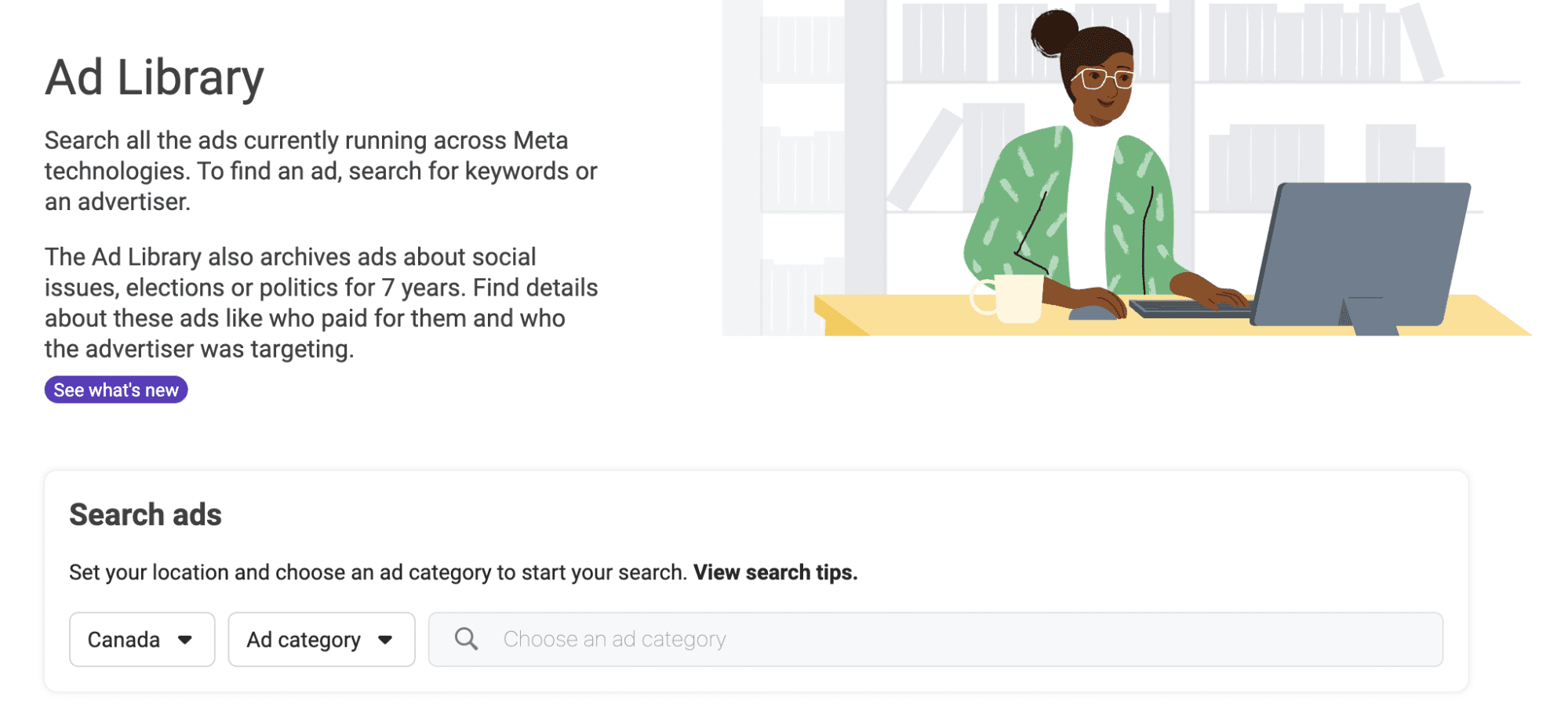Meta Ad Library search interface