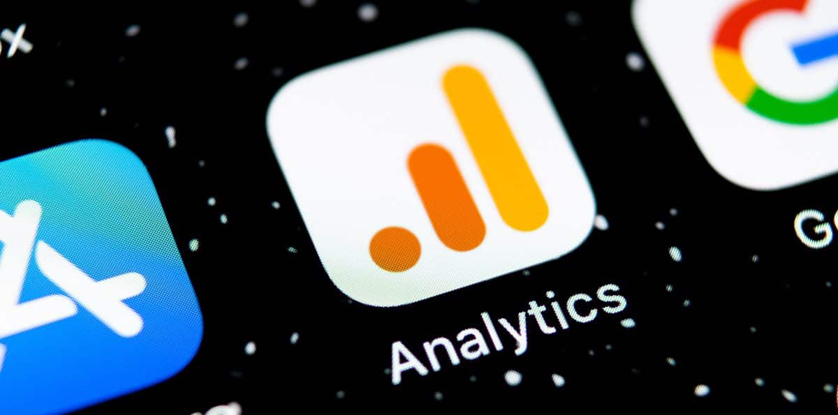 Google Analytics app on a black background