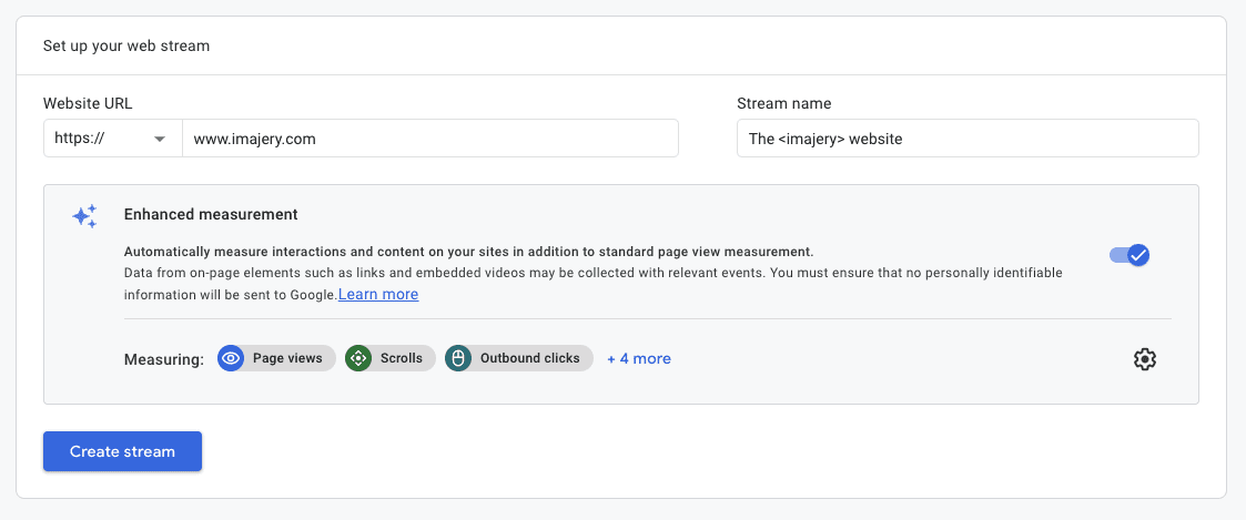 Data Stream details and Enhanced measurement